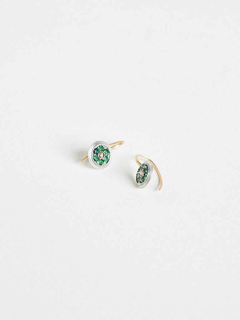 Nikolle Radi - Bloom Earrings with Tsavorite Garnet & Diamonds in 18k Yellow Gold & Platinum