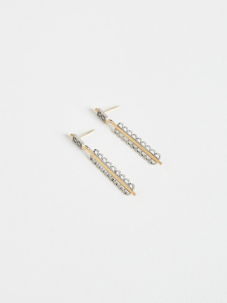 Nikolle Radi - Pendulum Long Drop Post Earrings in 18k Yellow Gold & Platinum