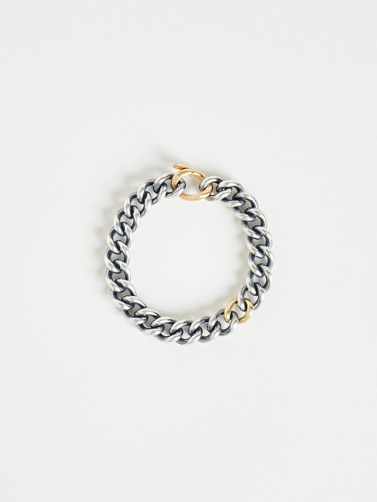 Hum - Bracelet in 925 Silver, 18k Green & Yellow Gold with 0.12ct White Diamonds