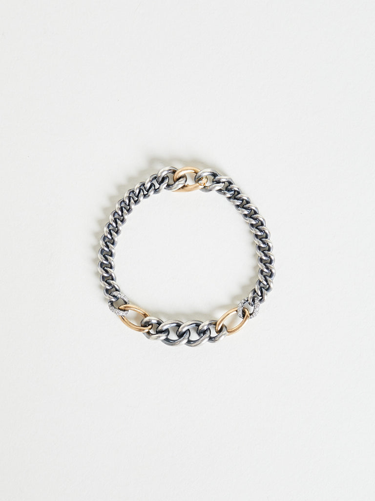 Hum - Bracelet in 925 Silver 18k Yellow Gold with 0.15ct White Diamonds
