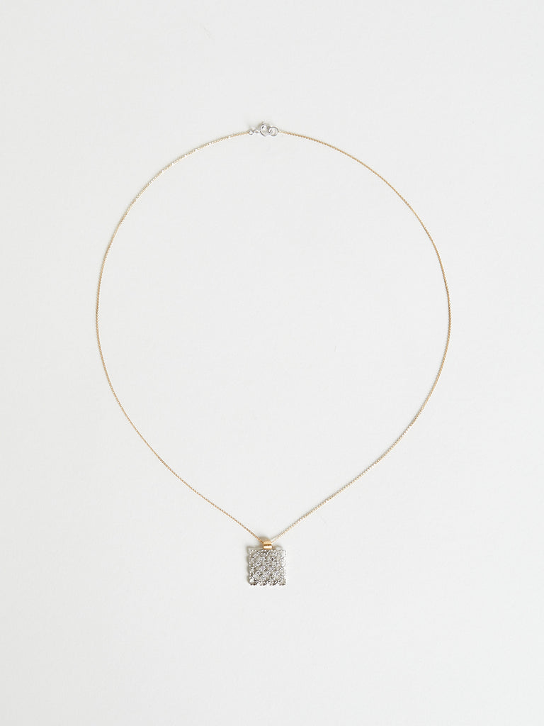 Nikolle Radi - Lacy Frame Pendant Necklace with White Diamonds in 18k Yellow Gold & Platinum