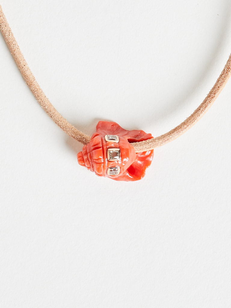 Dezso Sara Beltrán - Petite Coral Conch Bead with Cushion Cut Diamonds
