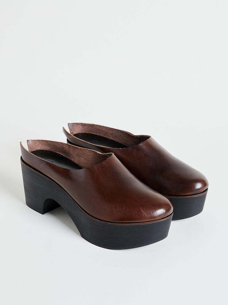 Daniela Gregis - Zocoolo Clog Sabot Alto Fondo Nero in Dark Brown