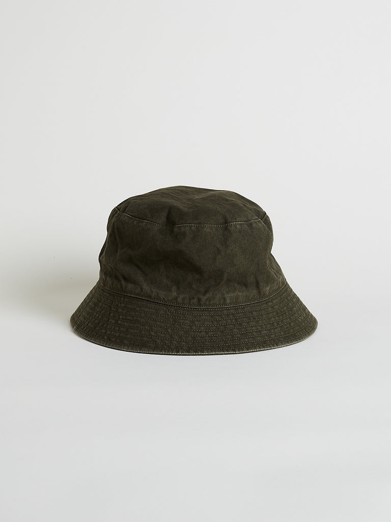 Kijima Takayuki - German Duck Sulfer Dyed Bucket Hat in Olive Green