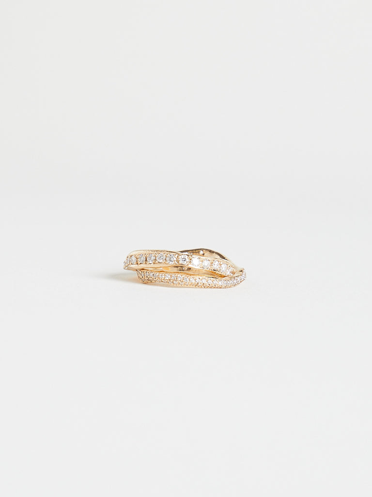 Alice Waese - Linked Ring in 14k Yellow Gold with White Diamonds