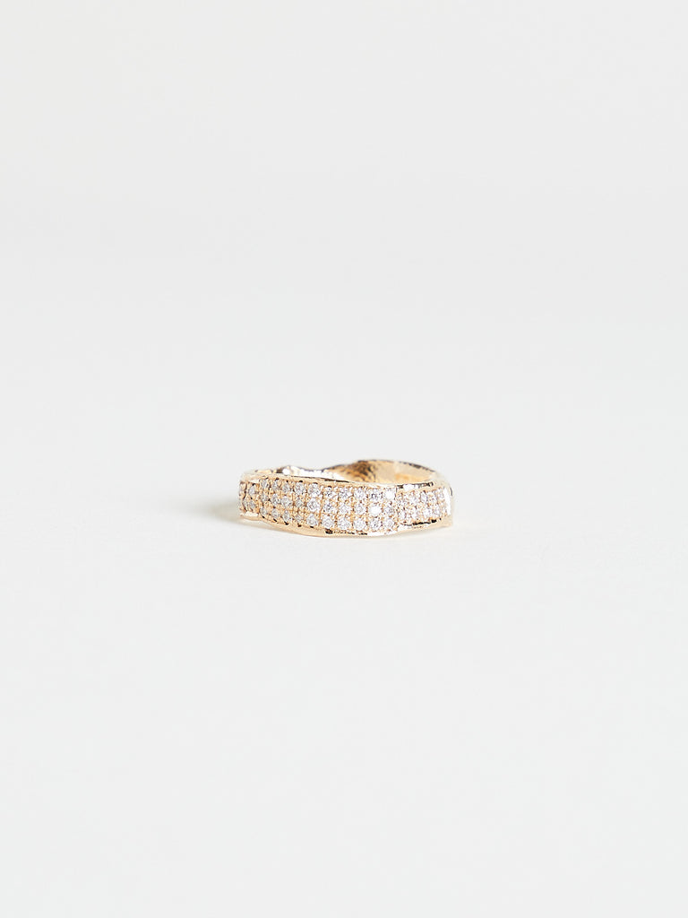 Alice Waese - Norma Ring Half Band in 14k Yellow Gold with 1mm White Diamond Pave