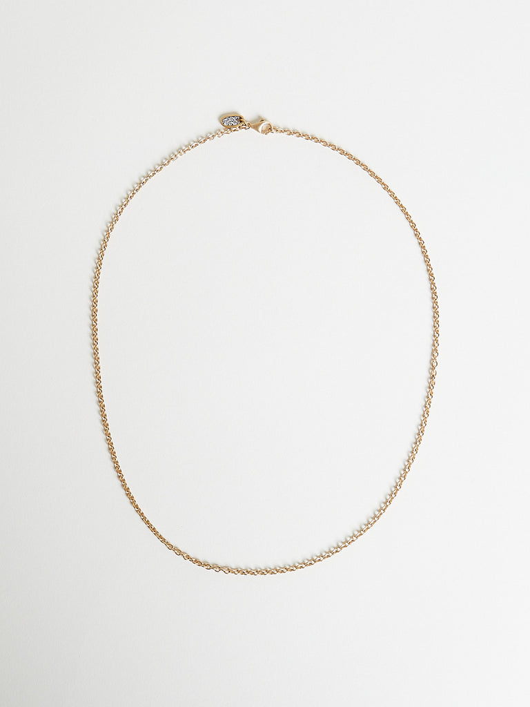 Shola Branson - 2.3mm Oval Cable Chain with White Diamond in 18k Yellow Gold