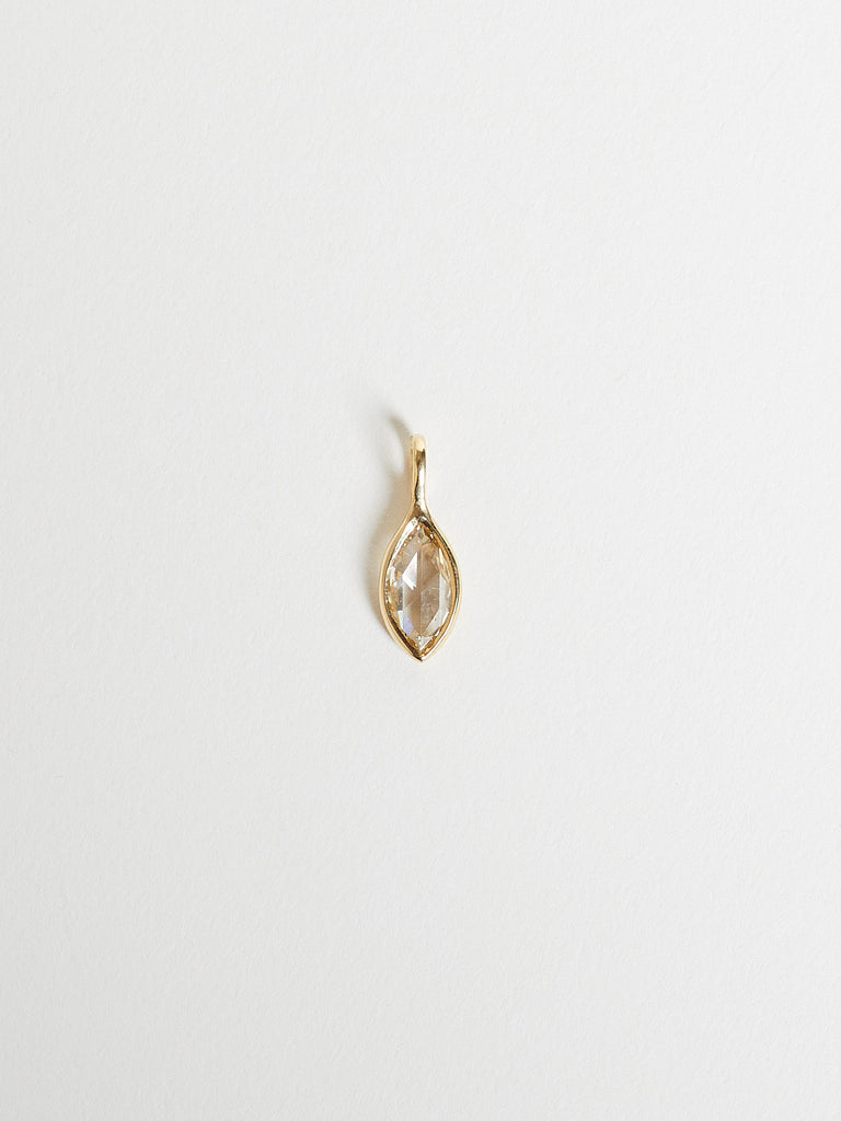 Myrto - Marquise 1ct Rose Cut Brown Diamond Charm in 18k Yellow Gold