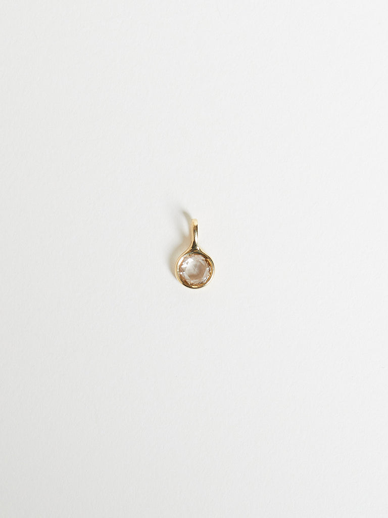 Myrto - Round 0.96ct Rose Cut Brown Diamond Charm in 18k Yellow Gold