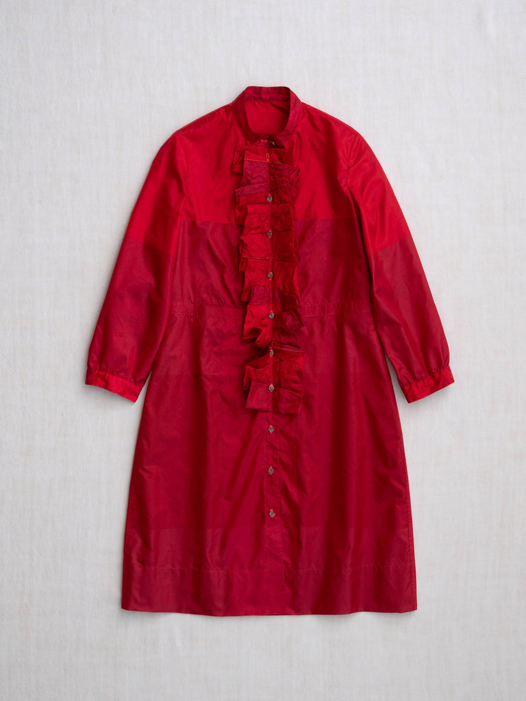 Dosa Jodhpur Shirtdress with Wacky Ruffle in Lipstick