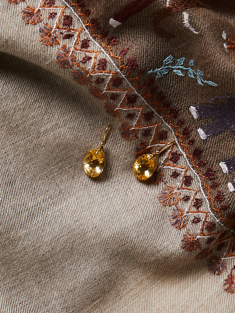 Gabriella Kiss Oval Faceted Citrine Earrings in 18k Yellow Gold