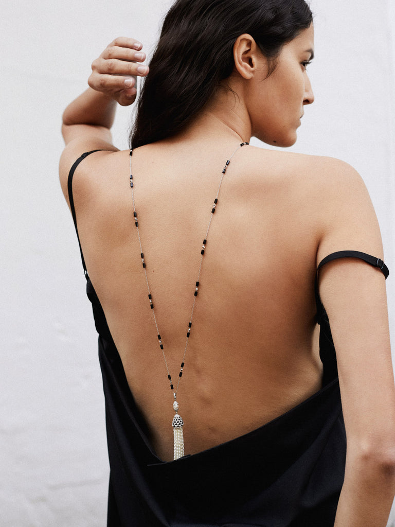 Vintage - Long Necklace with Pearl Tassel Pendant