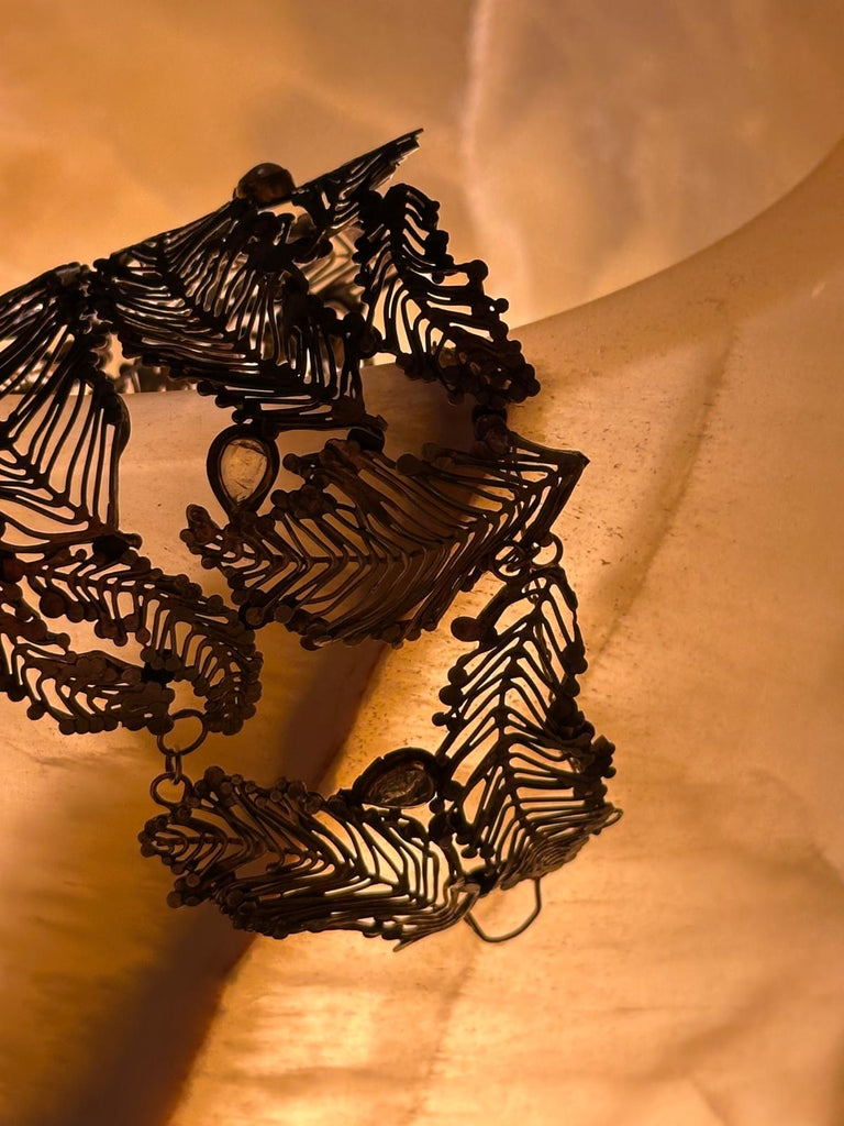 Judy Geib - Fern Cuff Bracelet in Silver and 18k Gold with Moonstones