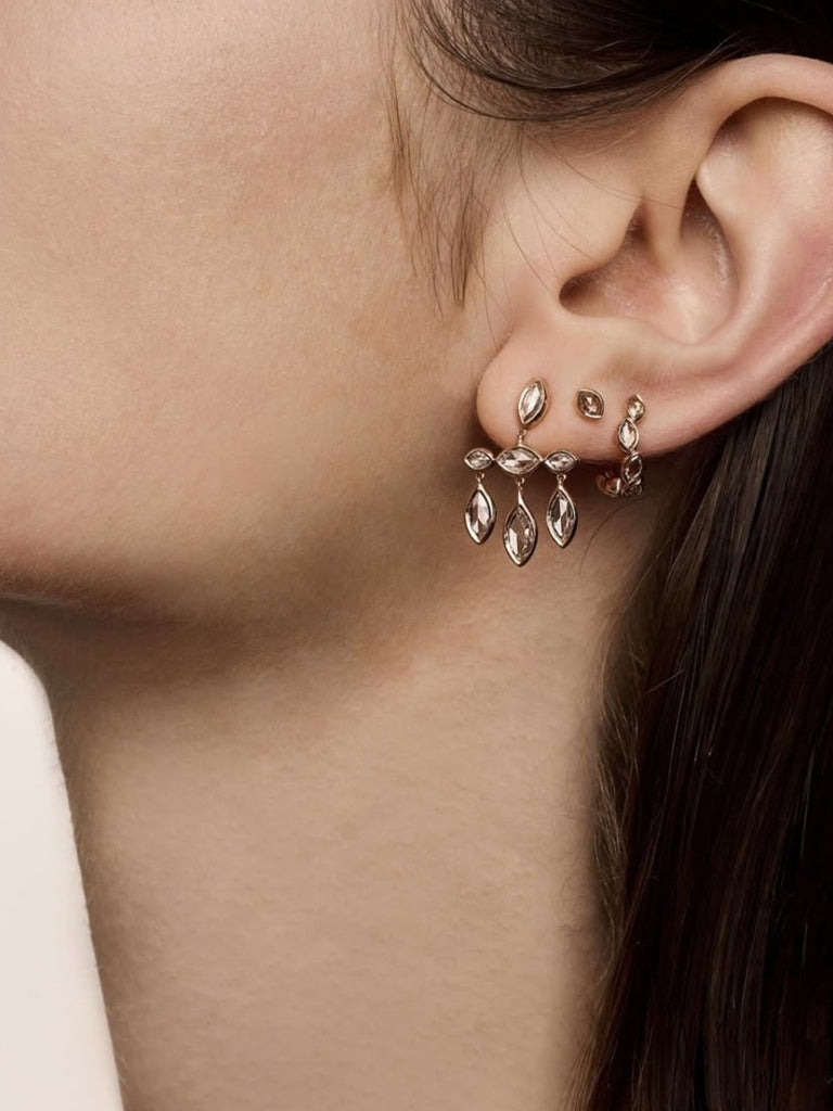 Myrto - Nephele Earrings with Rose Cut Brown Diamonds on 18k Yellow Gold