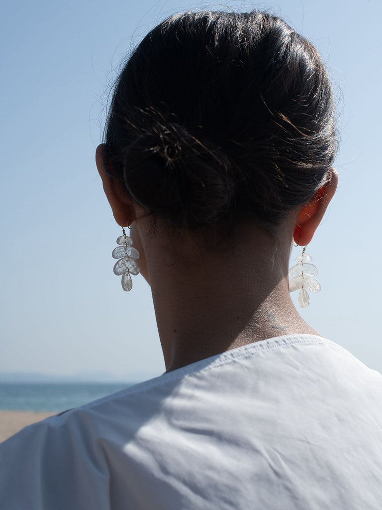 Ten Thousand Things Moonstone Small Totem Earrings on 18k Yellow Gold
