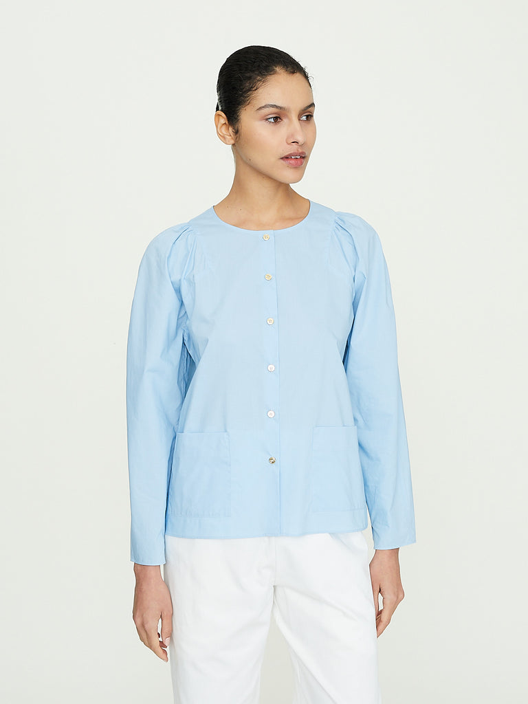 Atlantique Ascoli Nest 2 Puff Sleeve Blouse in Sky Blue