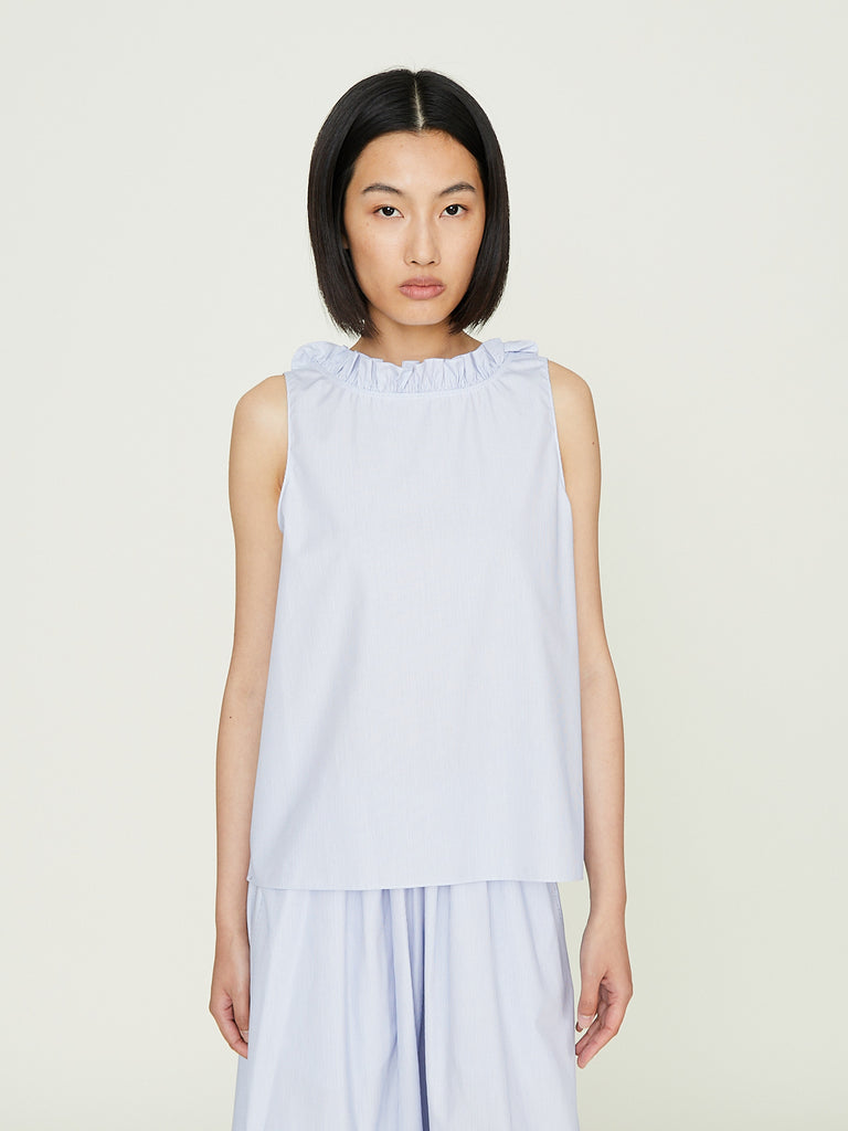 Atlantique Ascoli - Reverso Sleeveless Top in White/Blue Pinstripe