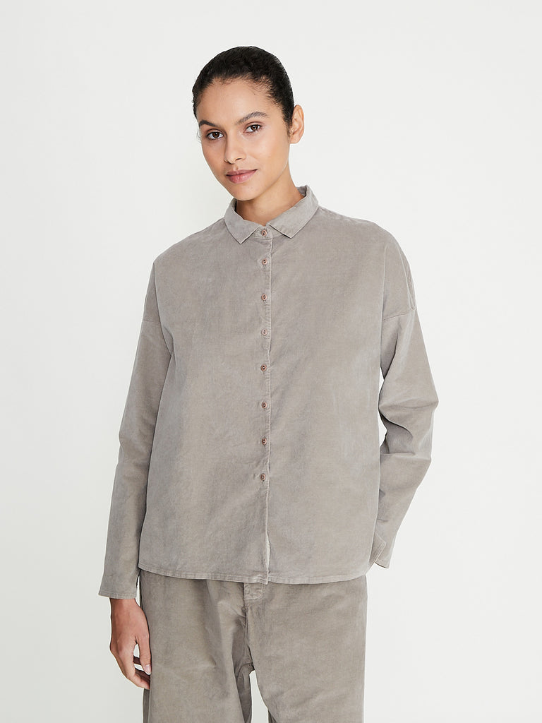 Album di Famiglia - Short Collar Shirt V in Marron Glace