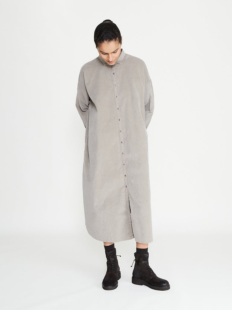 Album di Famiglia - Long Shirt Dress V in Marron Glace