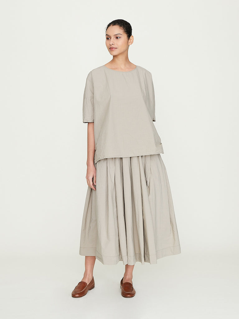Album di Famiglia Pleated Long Skirt TC in Stone