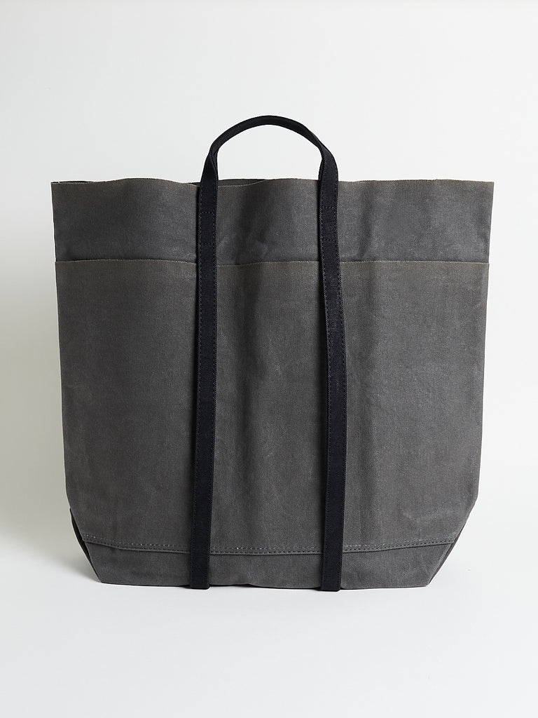 Amiacalva Tall Light Canvas Tote in Black/Khaki