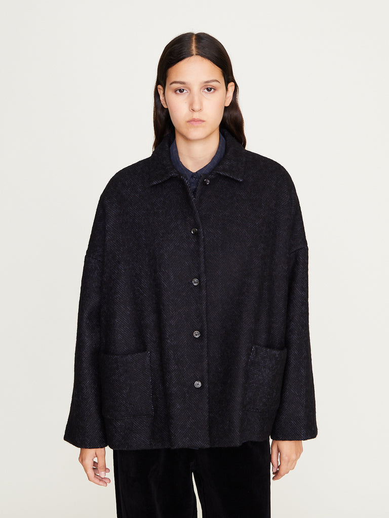 Apuntob - Wool Herringbone Jacket in Night