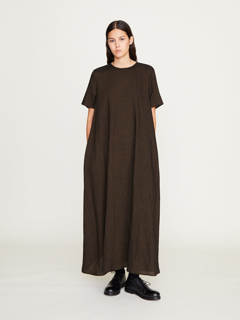 Apuntob - Plain Wool Dress in Military