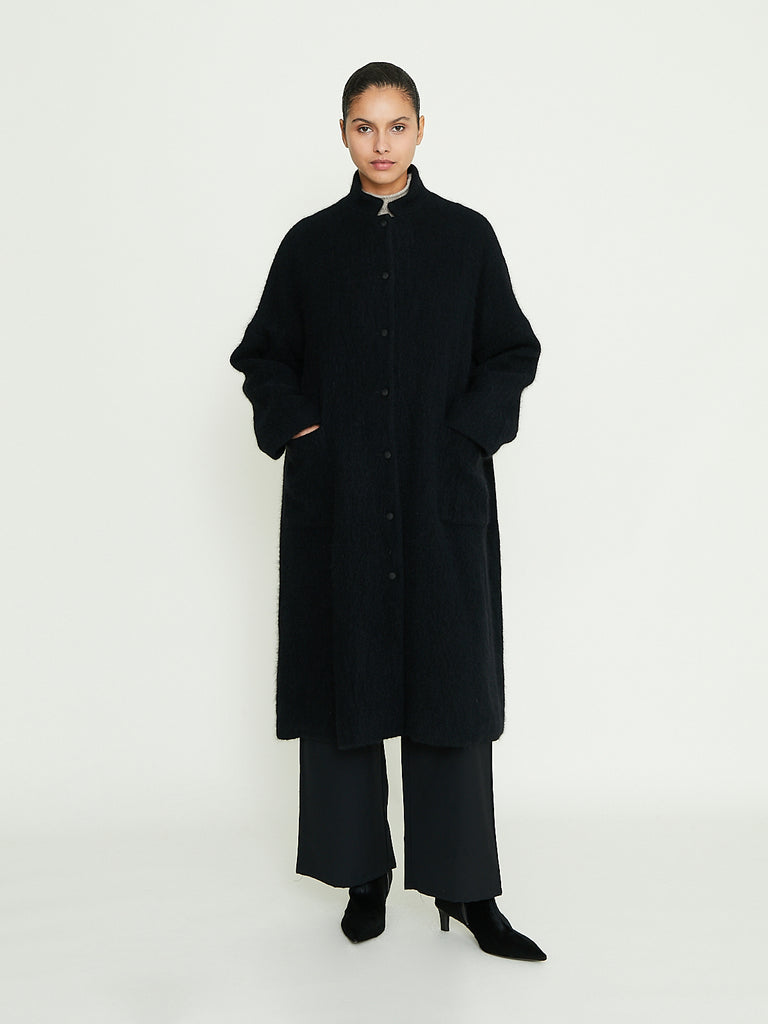 Apuntob Angora Wool Coat in Black