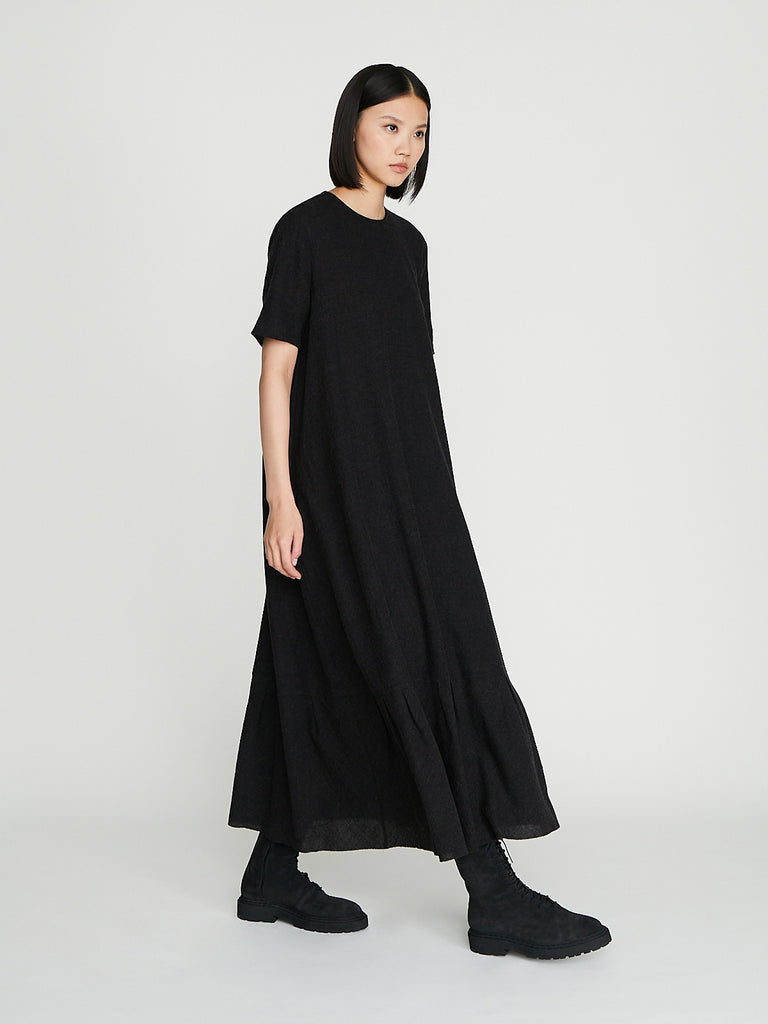 Apuntob - Foulard Wool Dress in Anthracite Grey