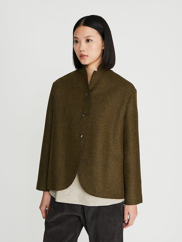 Apuntob - Raw Cut Felted Jacket in Military