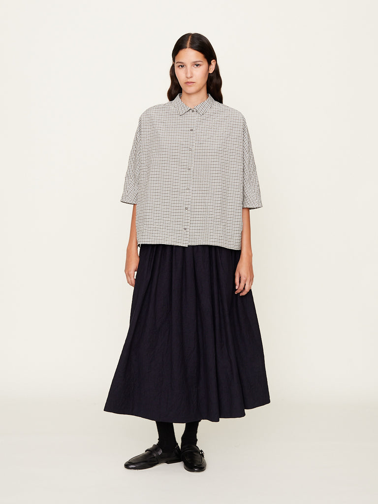 Apuntob - Crinkle Wool Skirt in Blue