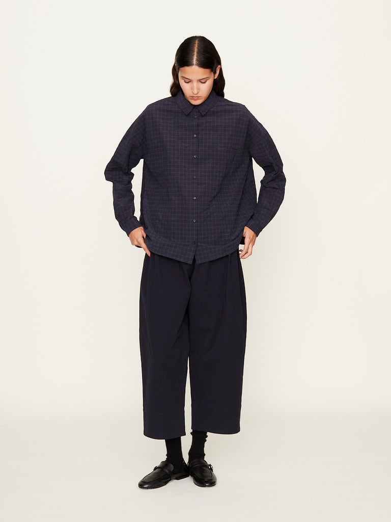 Apuntob - Crinkle Cotton Trousers in Blue
