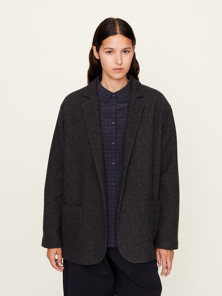 Apuntob - Herringbone Cashmere Jacket in Cement
