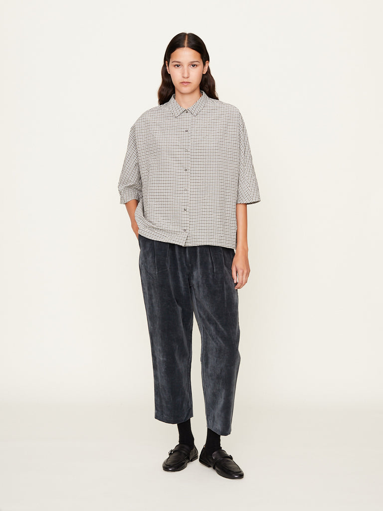 Apuntob - Cotton/Linen Velvet Trousers in Dark Teal