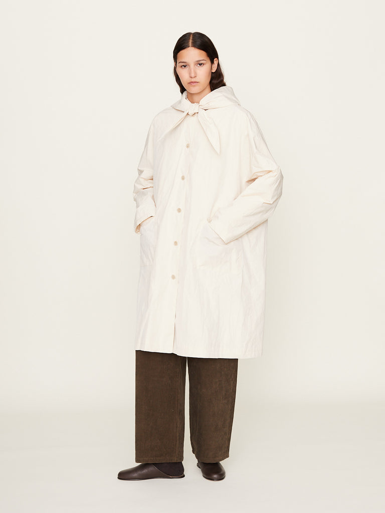 Apuntob - Nylon Taffeta Coat in Natural