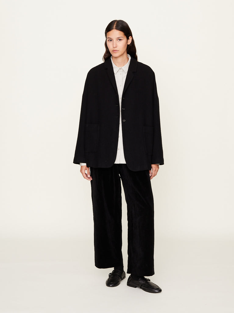 Apuntob - Cotton/Linen Velvet Trousers in Black