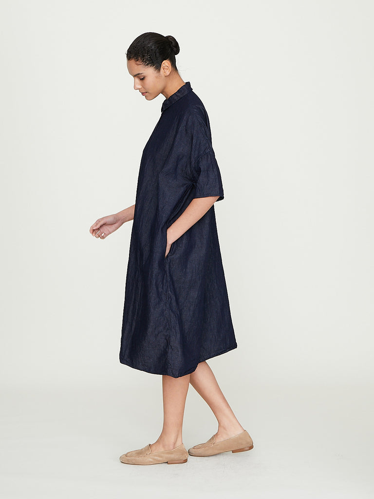 Apuntob Linen Dress in Indigo