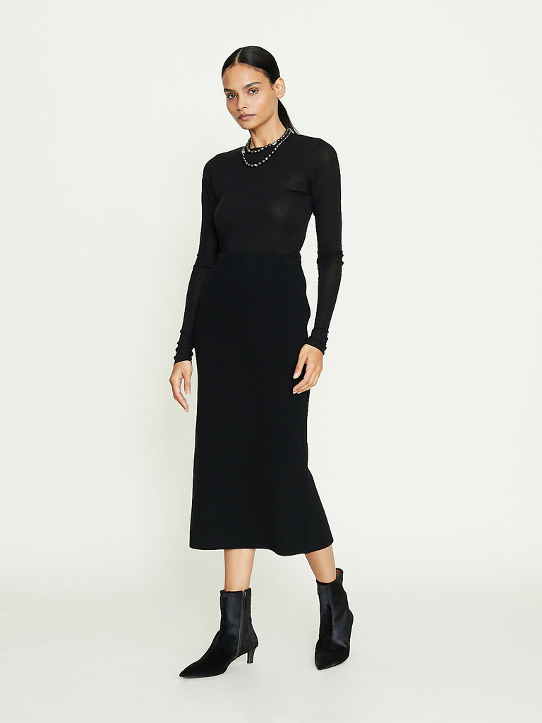 Auralee Heavy Milano Rib Knit Skirt in Black