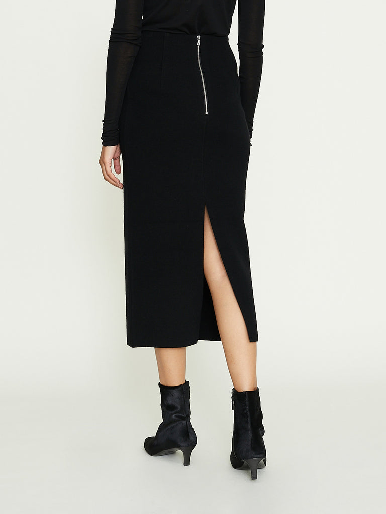 Auralee Heavy Milano Rib Knit Skirt in Black