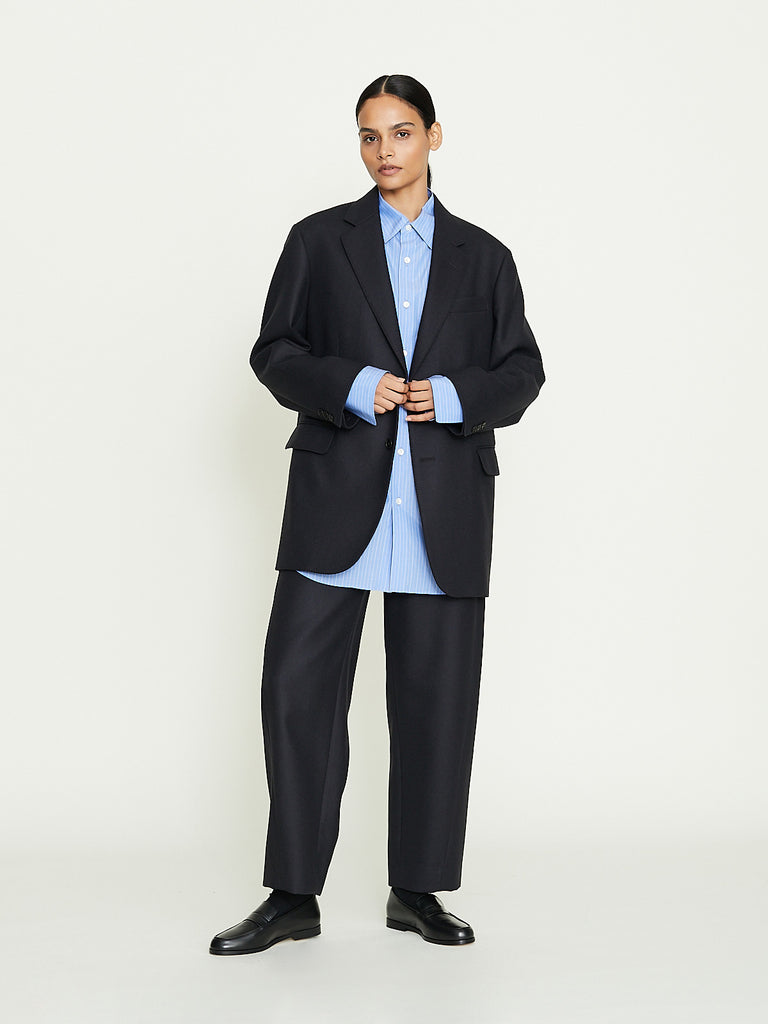 Auralee Light Melton Slacks in Top Charcoal