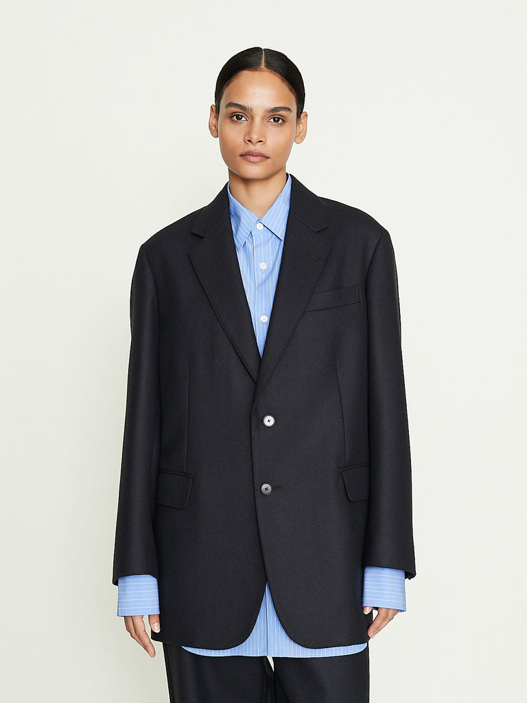 Auralee Light Melton Jacket in Top Charcoal