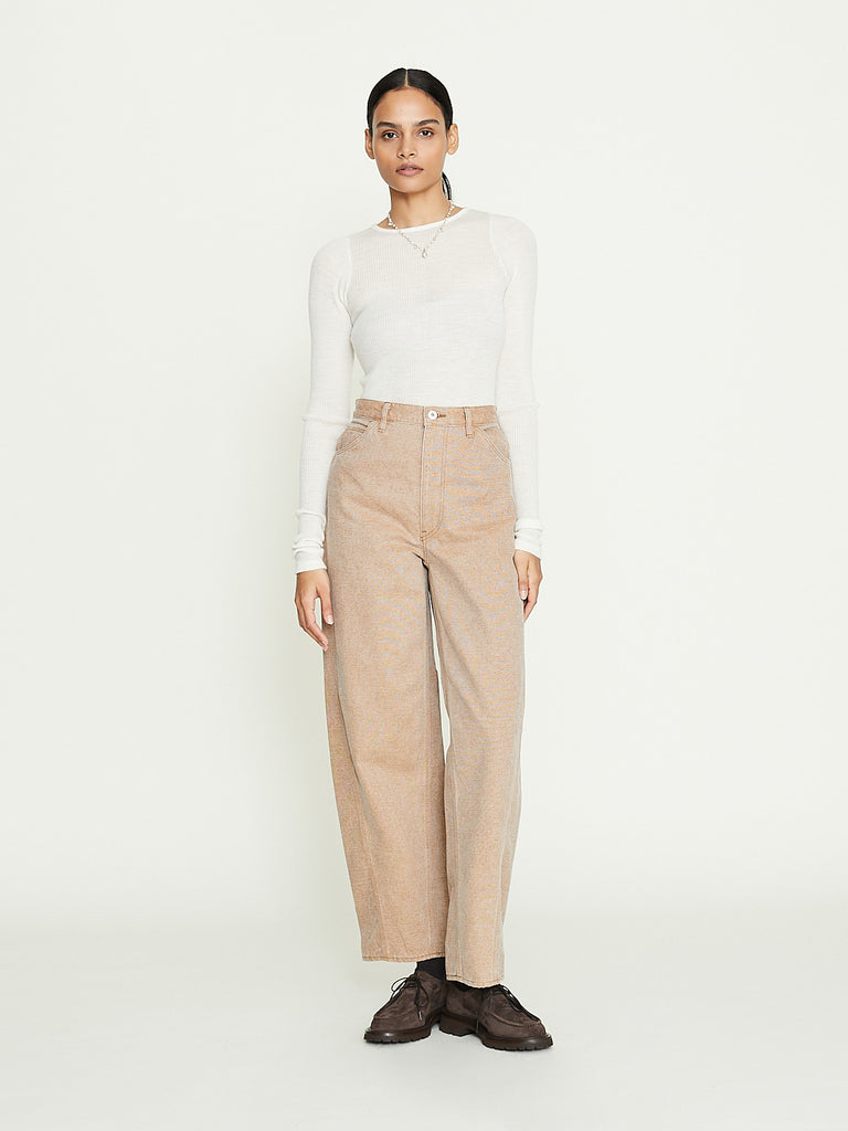 Auralee Washed Organic Canvas Pants in Light Brown