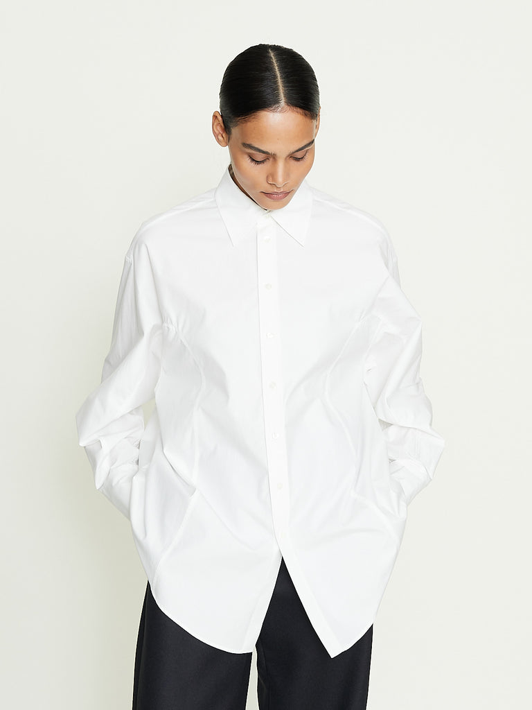 Auralee High Count Finx Ox Dolman Sleeve Shirt in White