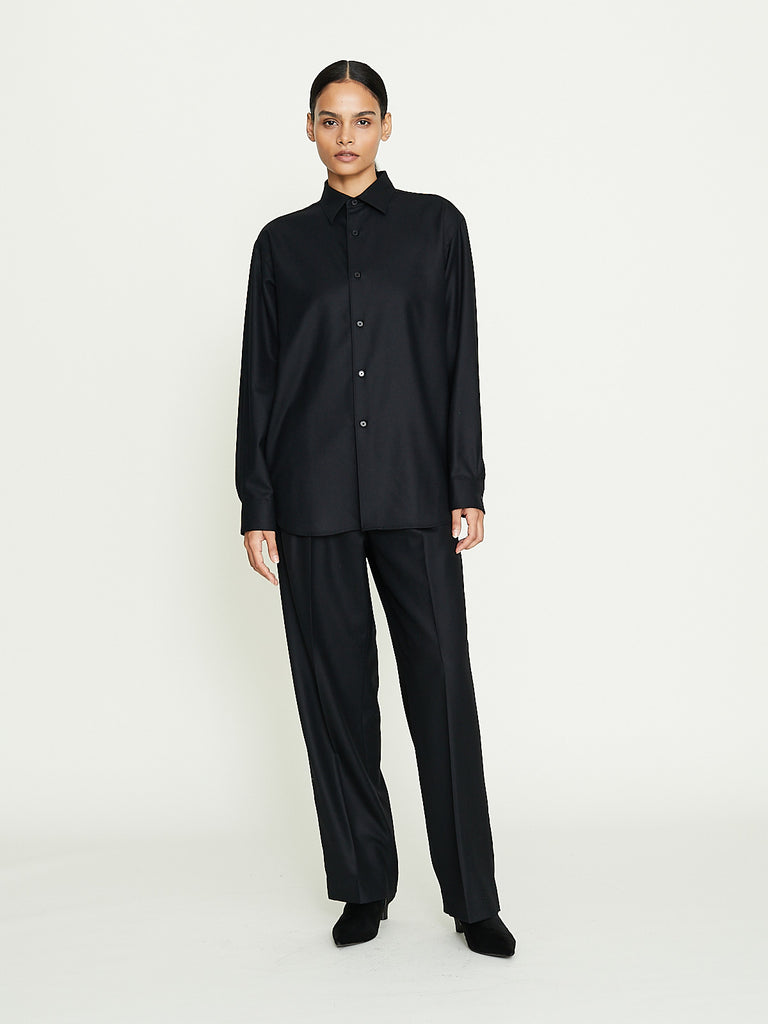 Auralee Super Light Wool Slacks in Black