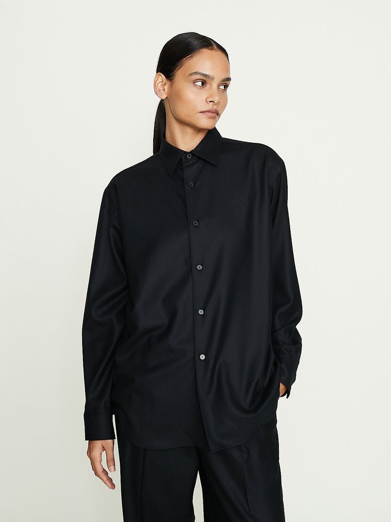 Auralee Super Light Wool Shirt in Black