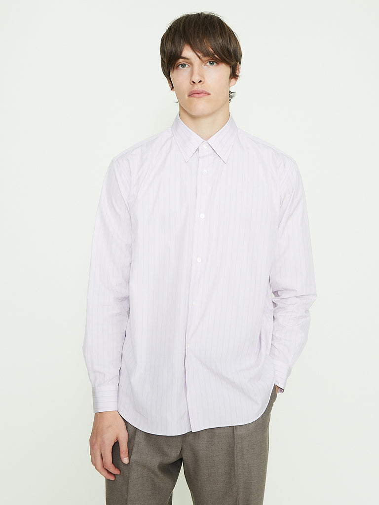 Auralee Suvin High Count Cloth Stripe Shirt in Light Pink