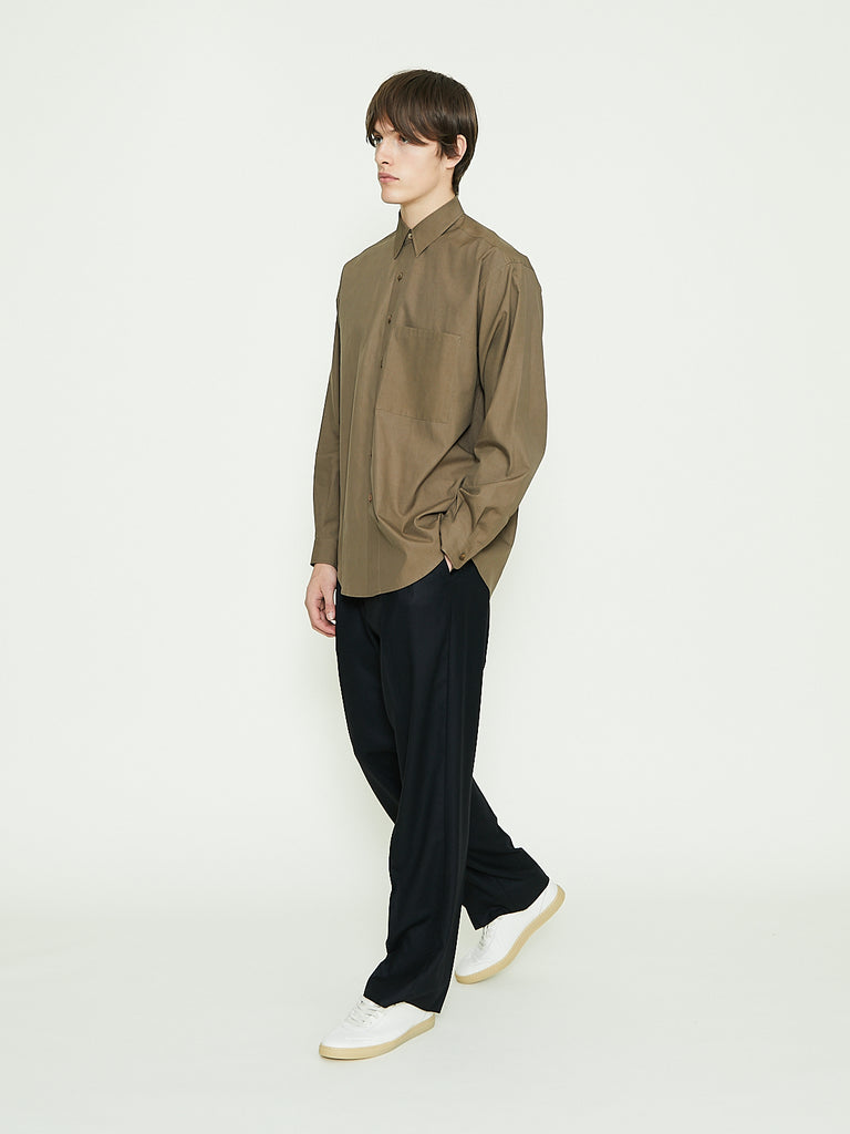 Auralee Washed Finx Twill Big Shirt in Brown