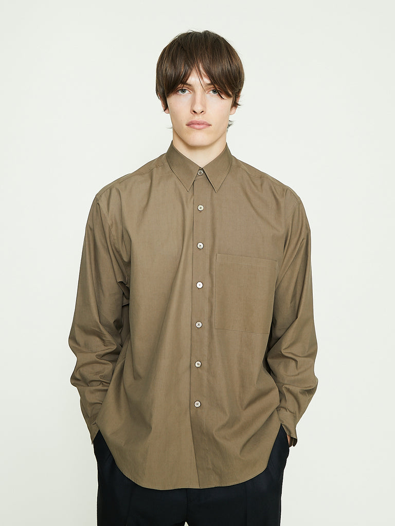 Auralee Washed Finx Twill Big Shirt in Brown