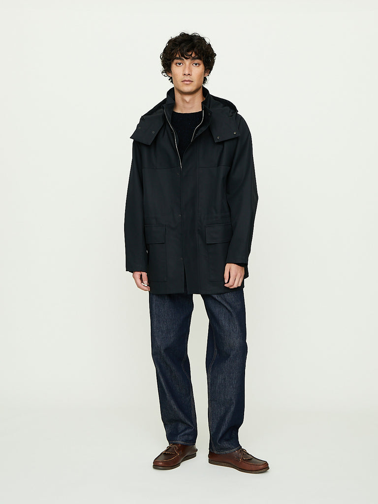 Auralee - Men's High-Density Bonded Cotton Gabardine Blouson in Dark Navy