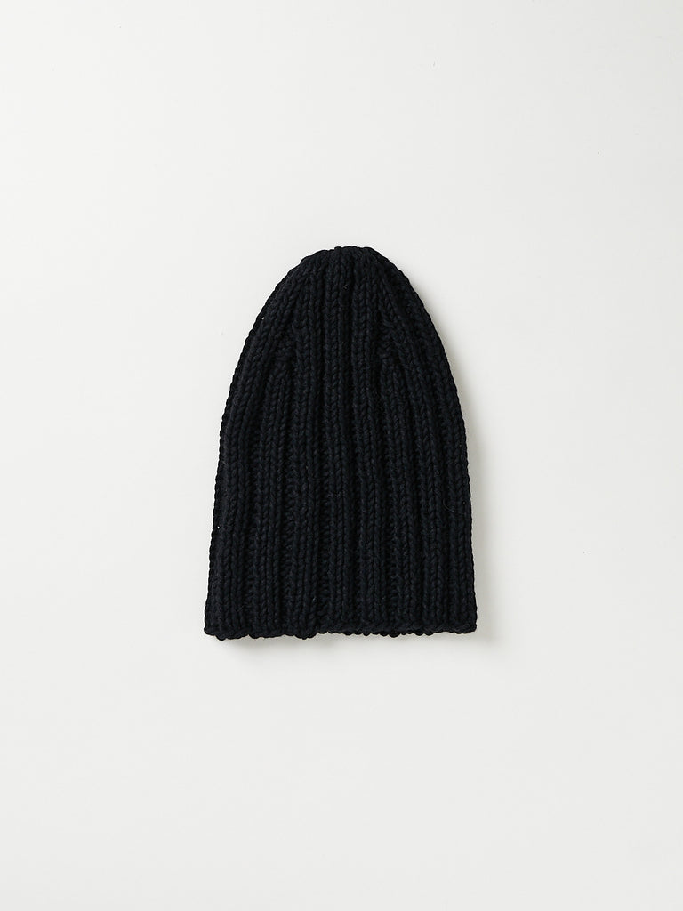 Auralee - Wool Cashmere Felted Hand Knit Cap in Black